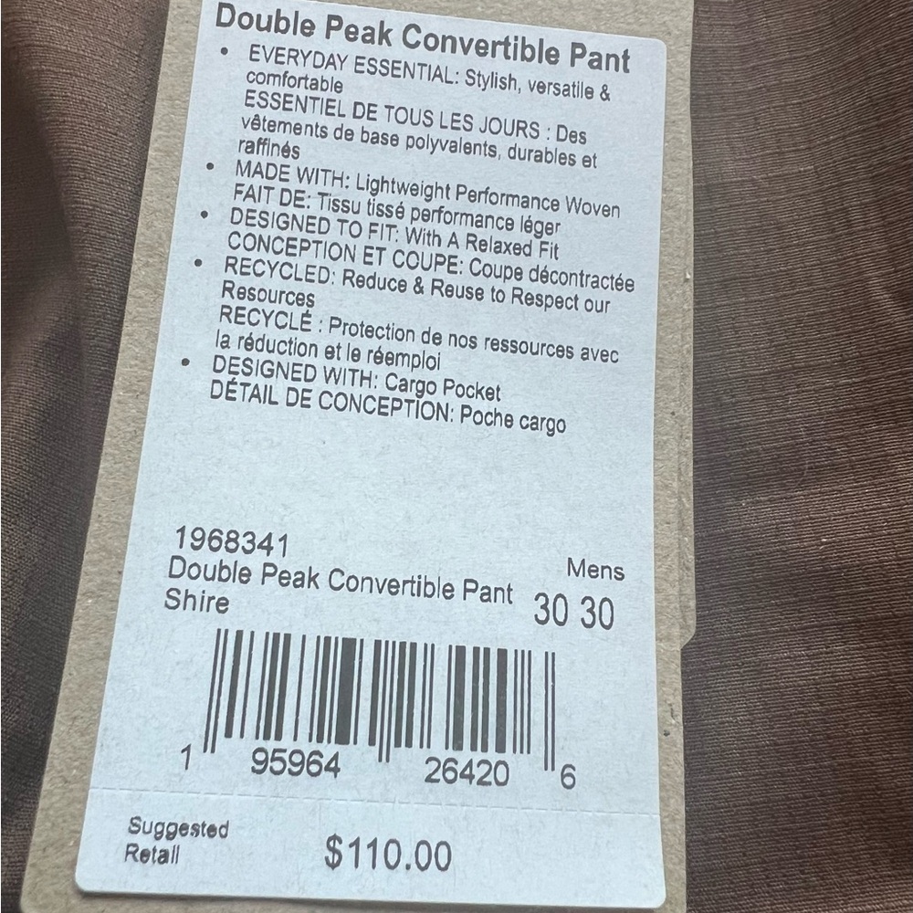 NWT PrAna Men's Double Peak Convertible Pant Fit 30x30 Antique Bronze MSRP $110 - Picture 7 of 11
